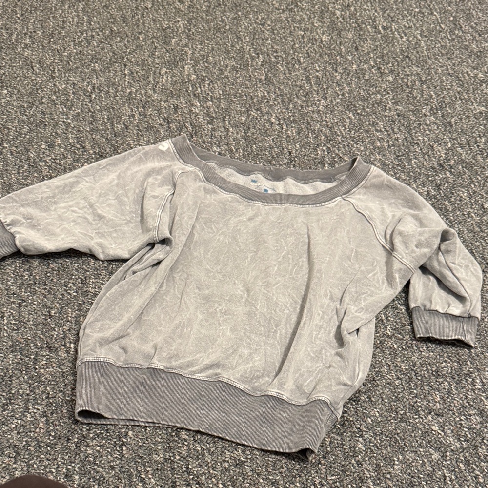 Gray Sweatshirt Off The Shoulder